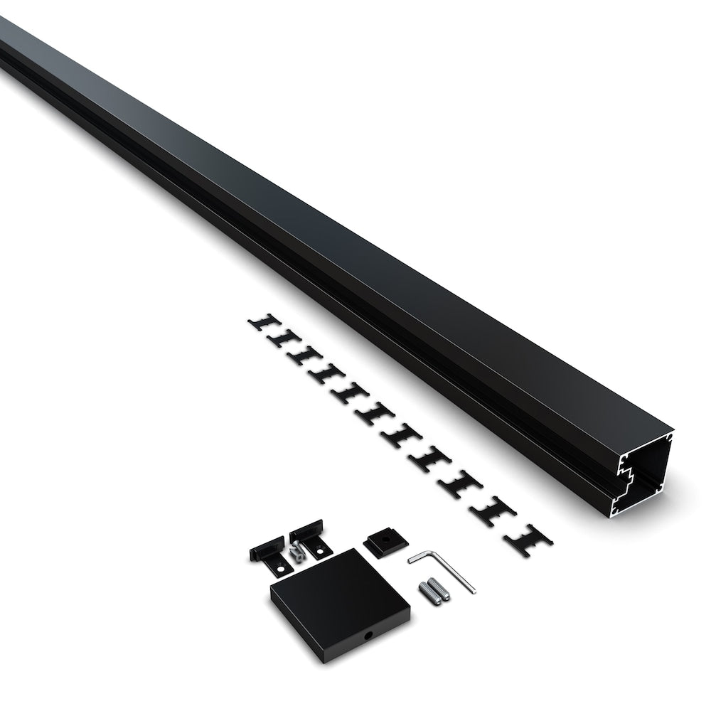 96-inch Black Aluminum In-Ground Fence End Post Kit with Hardware (Kit A8)