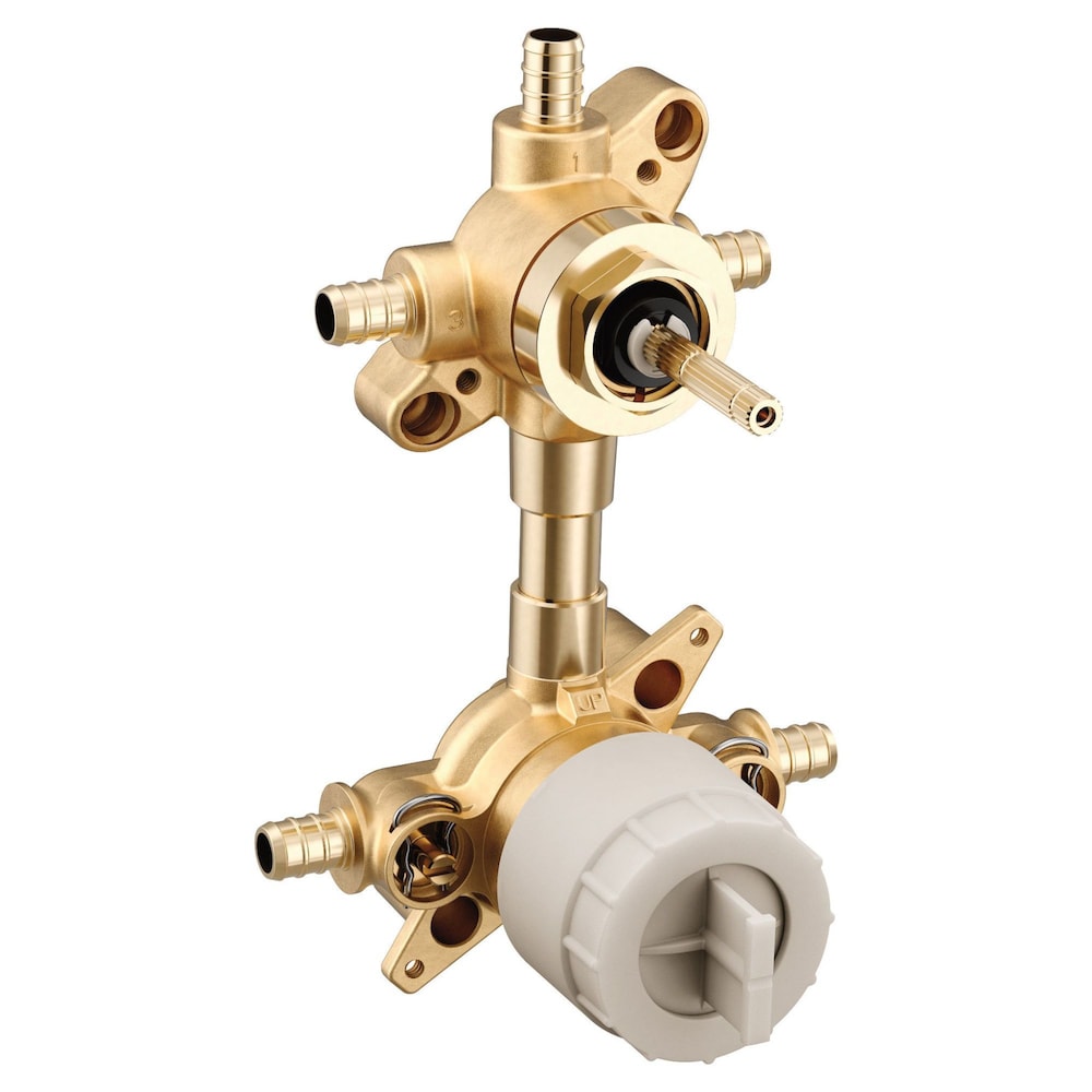 M-CORE 3-Series Mixing Valve with 2 or 3 Function Integrated Transfer Valve with Crimp Ring PEX Connections and Stops