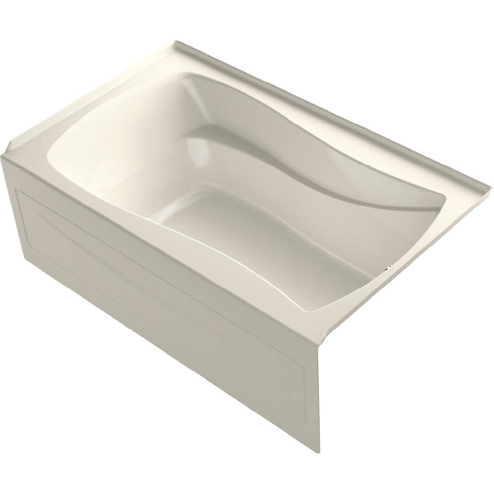 Baignoire à air chauffante à bulles Mariposa de 60 po x 36 po avec tablier intégral et drain à droite en biscuit