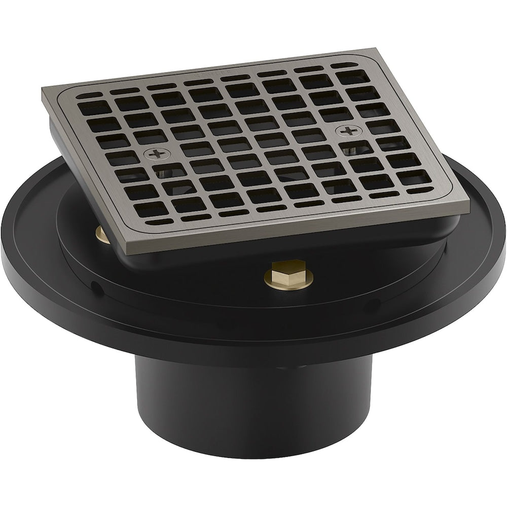 Drain de douche carré en laiton Clearflo en nickel brossé vibrant