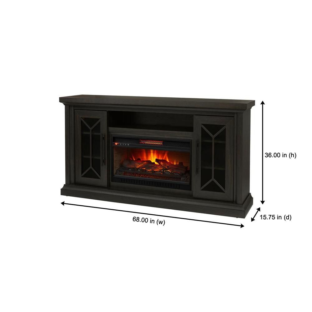 Meuble TV Madison 68 pouces avec cheminée et 2 portes en chocolat noir