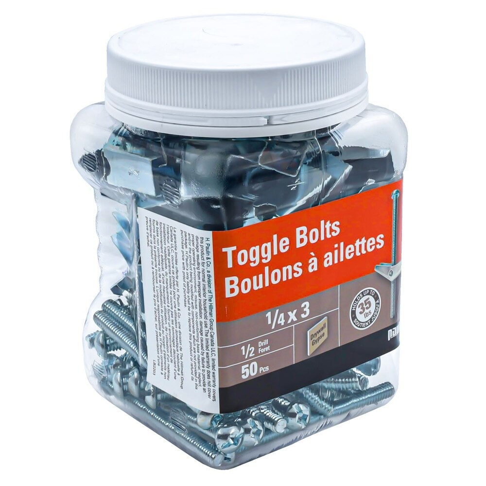1/4X3  TOGGLE BOLTS-ZINC PLATED (50 pcs)