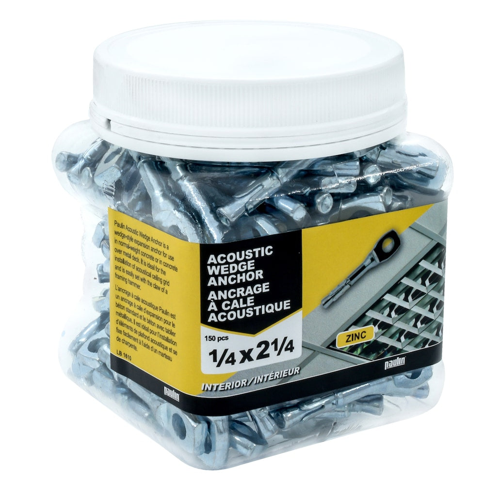1/4-inch x 2-1/4-inches Acoustic Wedge Anchors, Zinc-Plated, 150pcs