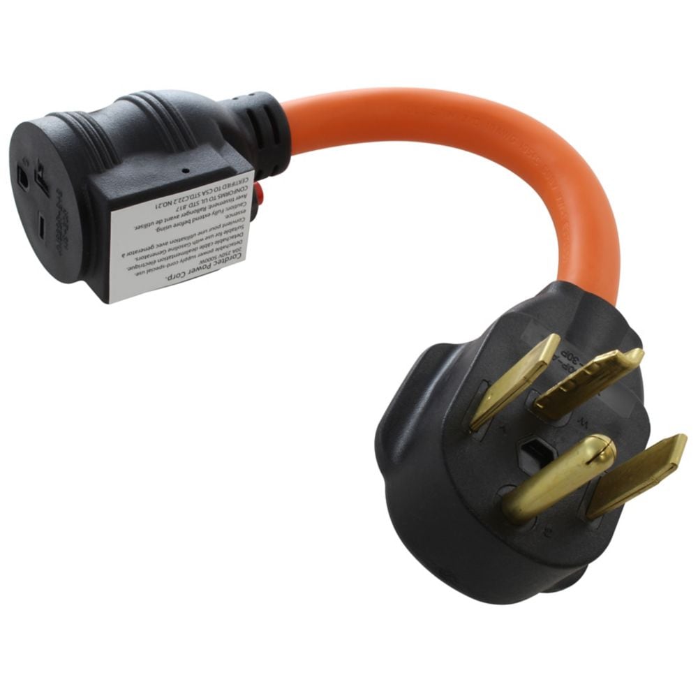 1FT 30A 4-Prong 14-30P Dryer Plug to 6-15/20 Outlet with 20A Breaker