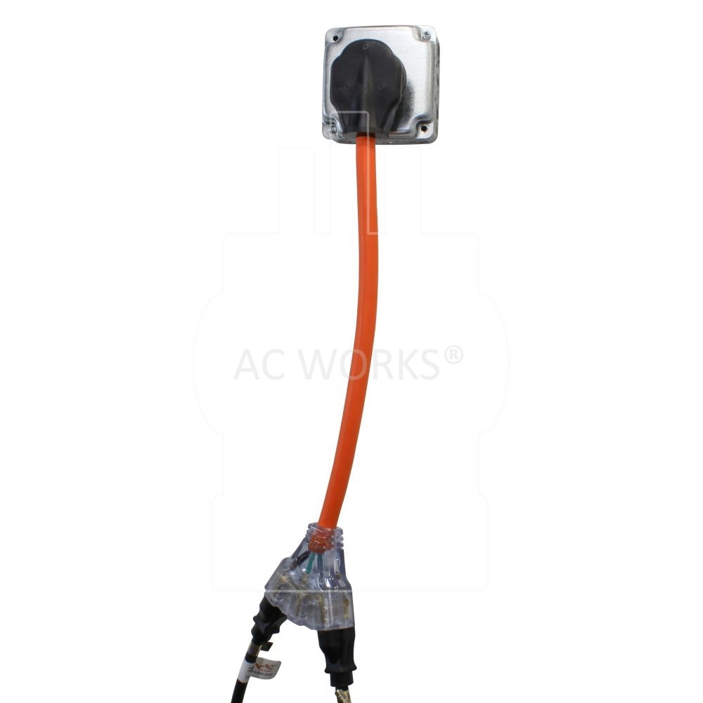 1.5FT 30A 4-Prong Dryer Plug to (3) NEMA 6-15/20 Tri-Outlets w/Indicator