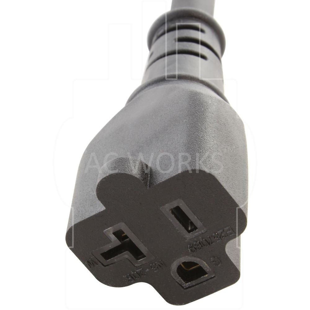 1Ft 15A to 20A Plug Adapter Cord NEMA 5-15P to 5-15/20R (20A T-Blade)