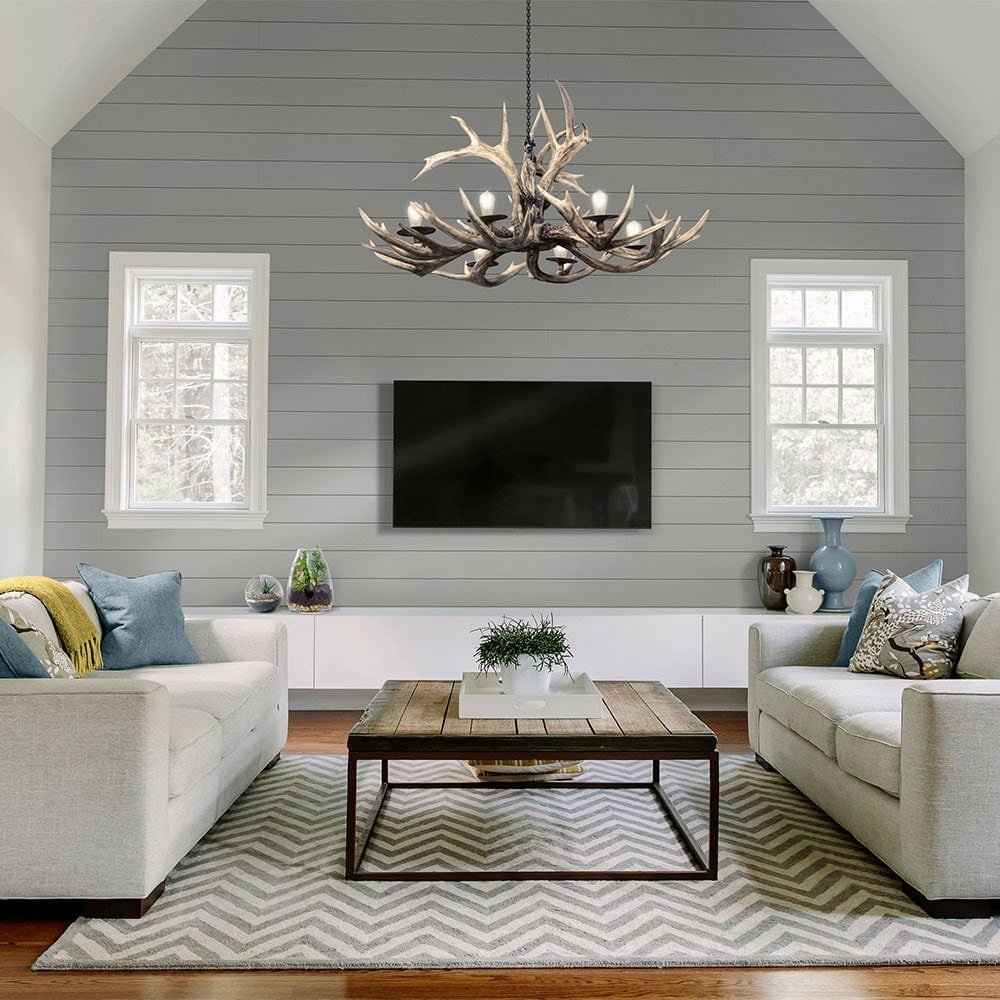 Panneau de garniture en bois de pin résineux au fini gris granit intemporel de 1 po x 4 po x 8 pi (paquet de 2)