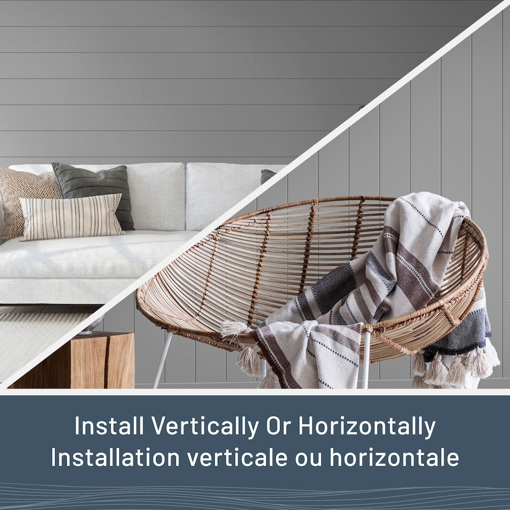 Panneau de garniture en bois de pin résineux au fini gris granit intemporel de 1 po x 4 po x 8 pi (paquet de 2)