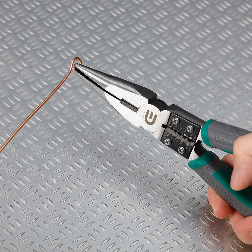 Pince à bec long et dénudeur 2 en 1 de 8 po