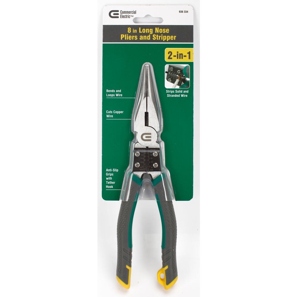 Pince à bec long et dénudeur 2 en 1 de 8 po