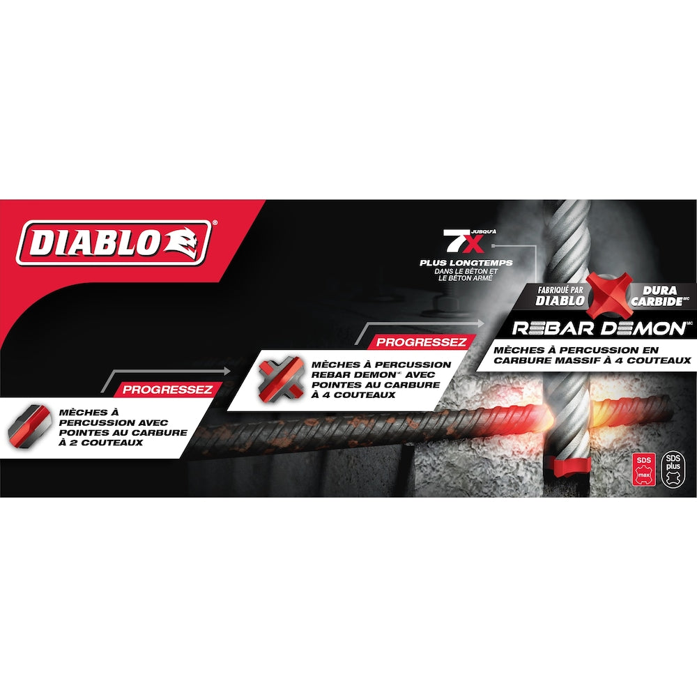 Rebar Demon 1 1/4 in. x 16 in. x 21 in. SDS-Max 4-Cutter Carbide Tipped Hammer Drill Bit for Concrete/Rebar Drilling