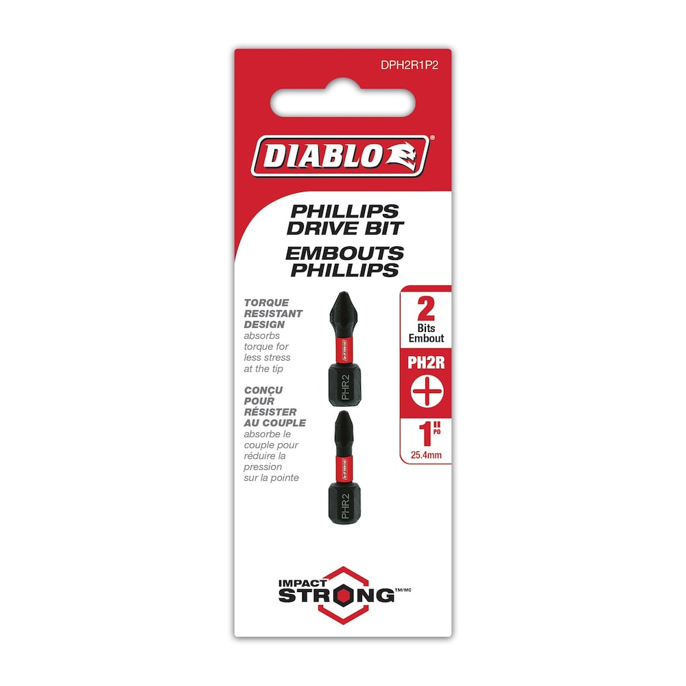 1 in. no. 2 Phillips Reduced for Drywall Screws Drive Bits (2-Pack)