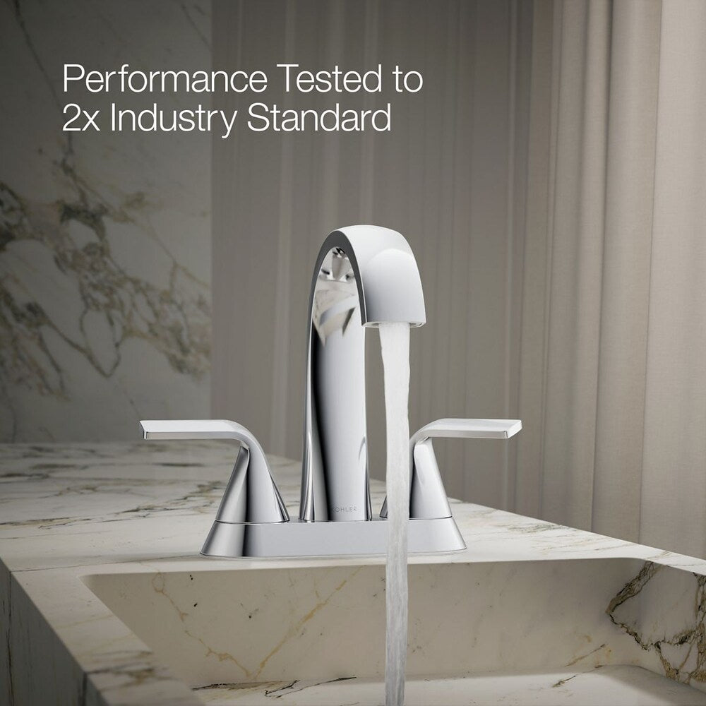 Robinet de salle de bain à 2 poignées Cursiva de 4 pouces en chrome poli