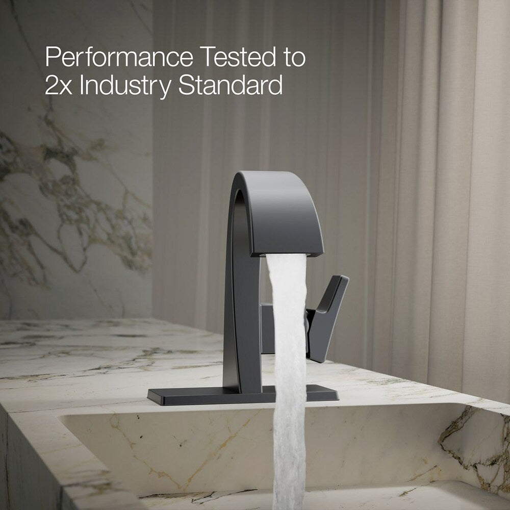 Robinet de salle de bain à poignée unique Katun à trou unique ou à poignée centrale de 4 pouces en noir mat