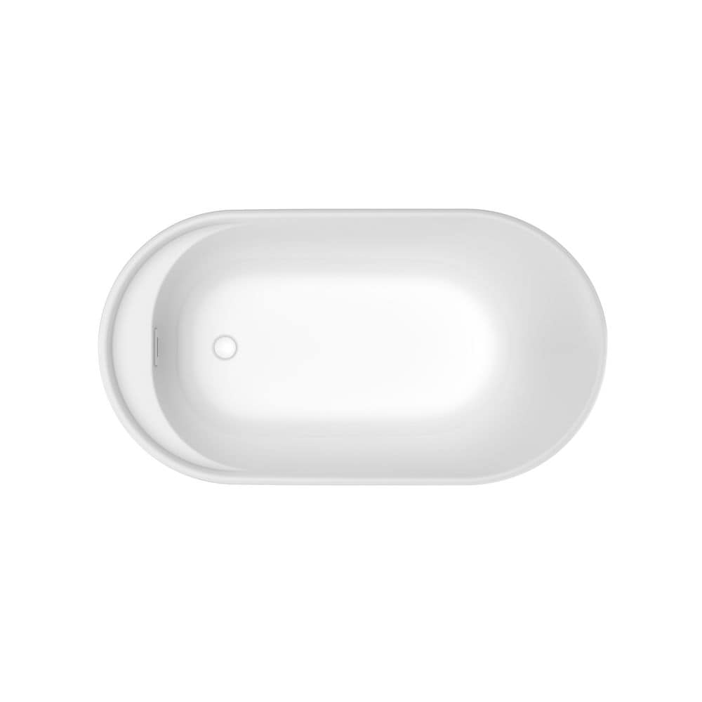 Davis 58 in. L x 32 in. W x 28 in. H 2-Piece Oval AcrylX Applied Acrylic Freestanding Bathtub, End Drain, in White with 14-in Soaking Depth