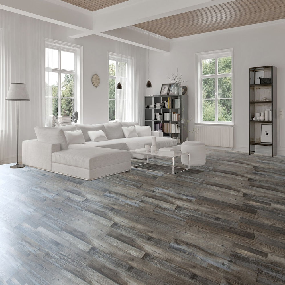 Plancher de vinyle de luxe Legend Blue Sea de 6 po x 48 po (24 pi2/caisse)