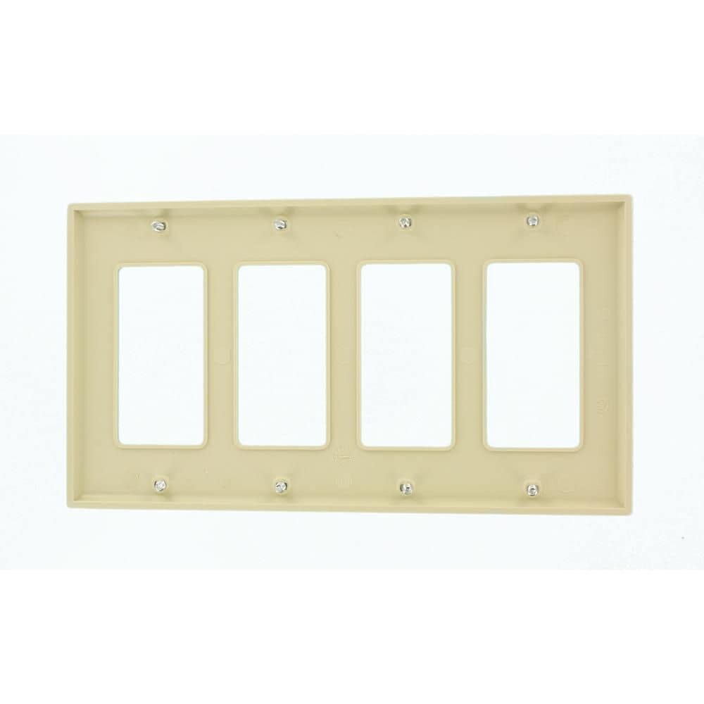 4-Gang Decora/GFCI Device Decora Wallplate, Standard Size, Thermoplastic Nylon, Ivory
