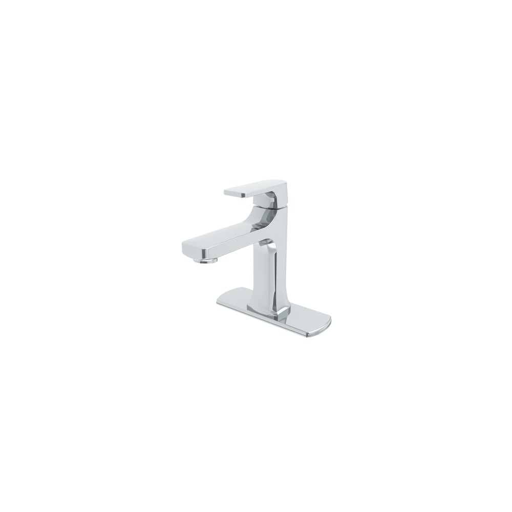Robinet de lavabo de salle de bain à trou unique et poignée unique Lez en chrome poli (robinet, drain et plaque de pont inclus)