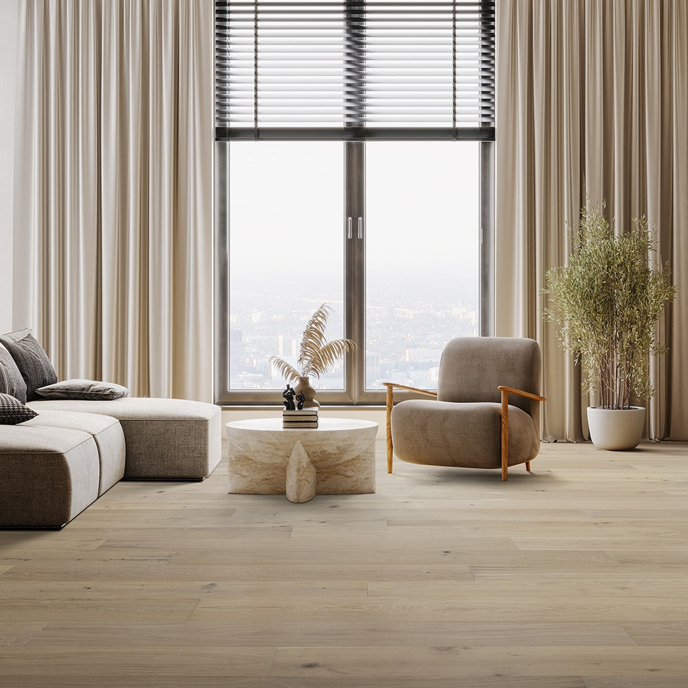 Plancher de bois franc d'ingénierie Marshalls, 3/8 po d'épaisseur x 6 1/2 po de largeur x Chêne français (23,64 pi²/boîte)