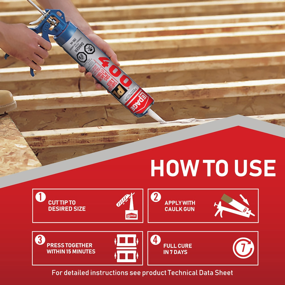 PL 400 Subfloor and Deck Adhesive, Interior/Exterior, 295 ml