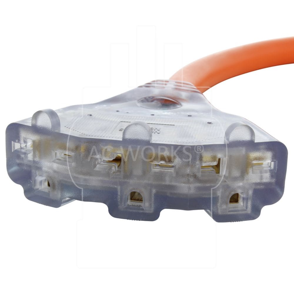1.5FT 30A 250V L6-30 Plug to (3) NEMA 6-15/20 Tri-Outlets with Indicator