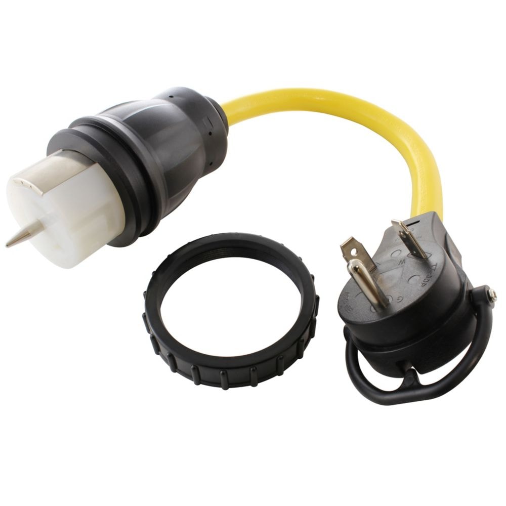 1.5FT Temporary Power RV 30A TT-30P Plug to CS6364 50A Locking Female Adapter