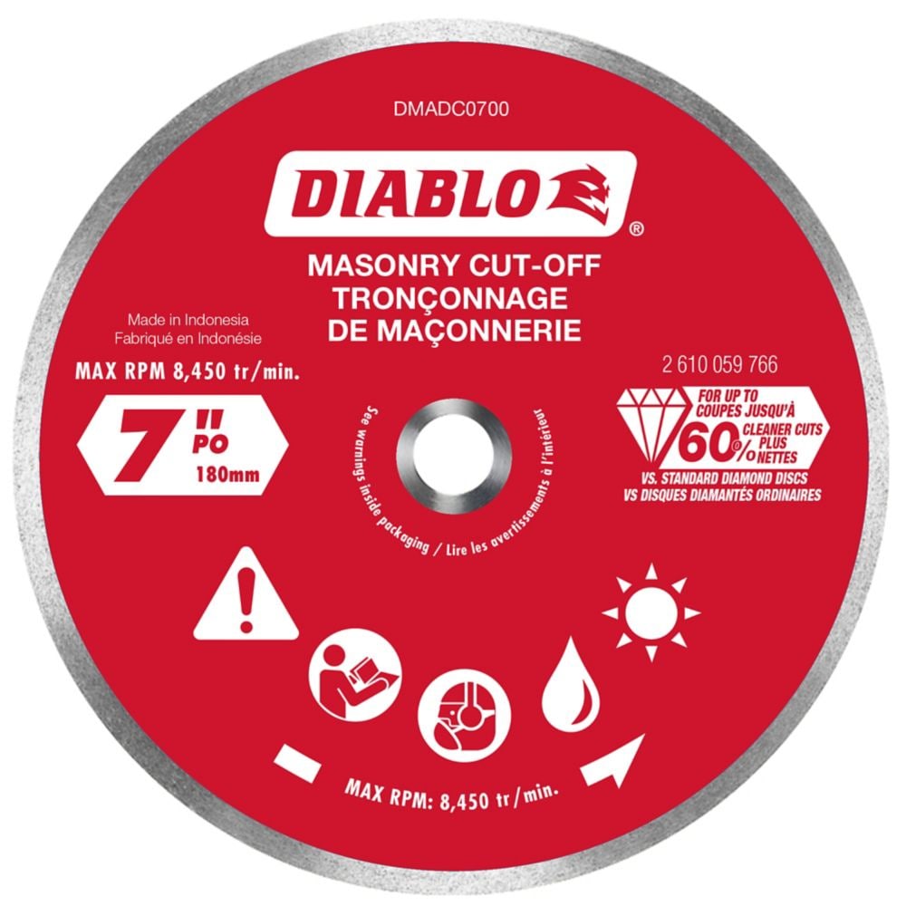 7 in. Diamond Continuous Rim Cut-Off Discs for Masonry/Tile Cutting
