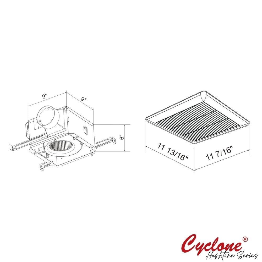 Cyclone Cyclone HushTone 100 CFM, 0.8 sones, Quiet Bathroom Fan, (for rooms <95 sq. ft.) ENERGY STAR CERTIFIED