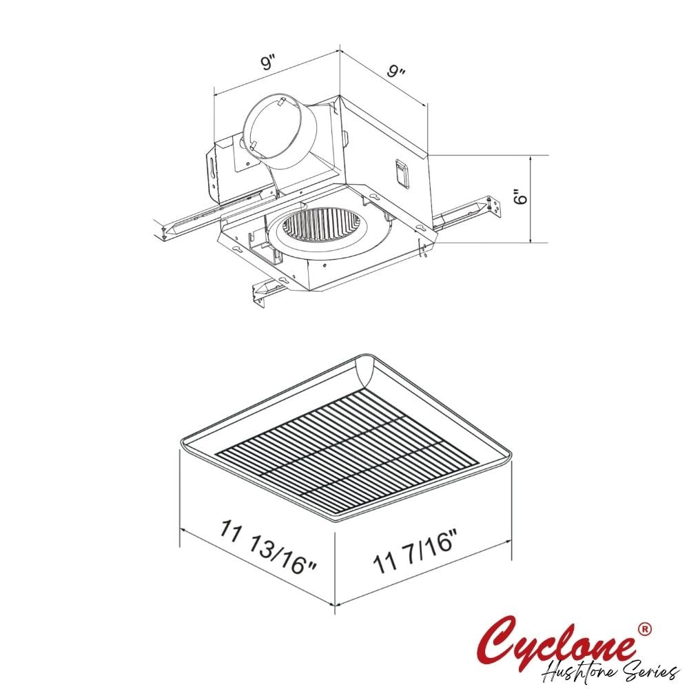 Cyclone Cyclone HushTone 50 CFM, 0.4 sones, Quiet Bathroom Fan, (for room <45 sq. ft.) ENERGY STAR CERTIFIED