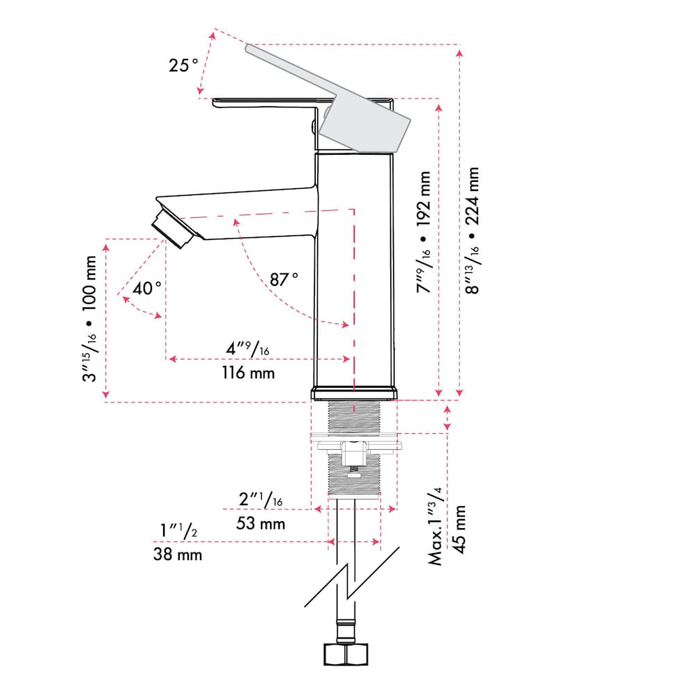 Single Square Handle Lavatory Faucet in Chrome