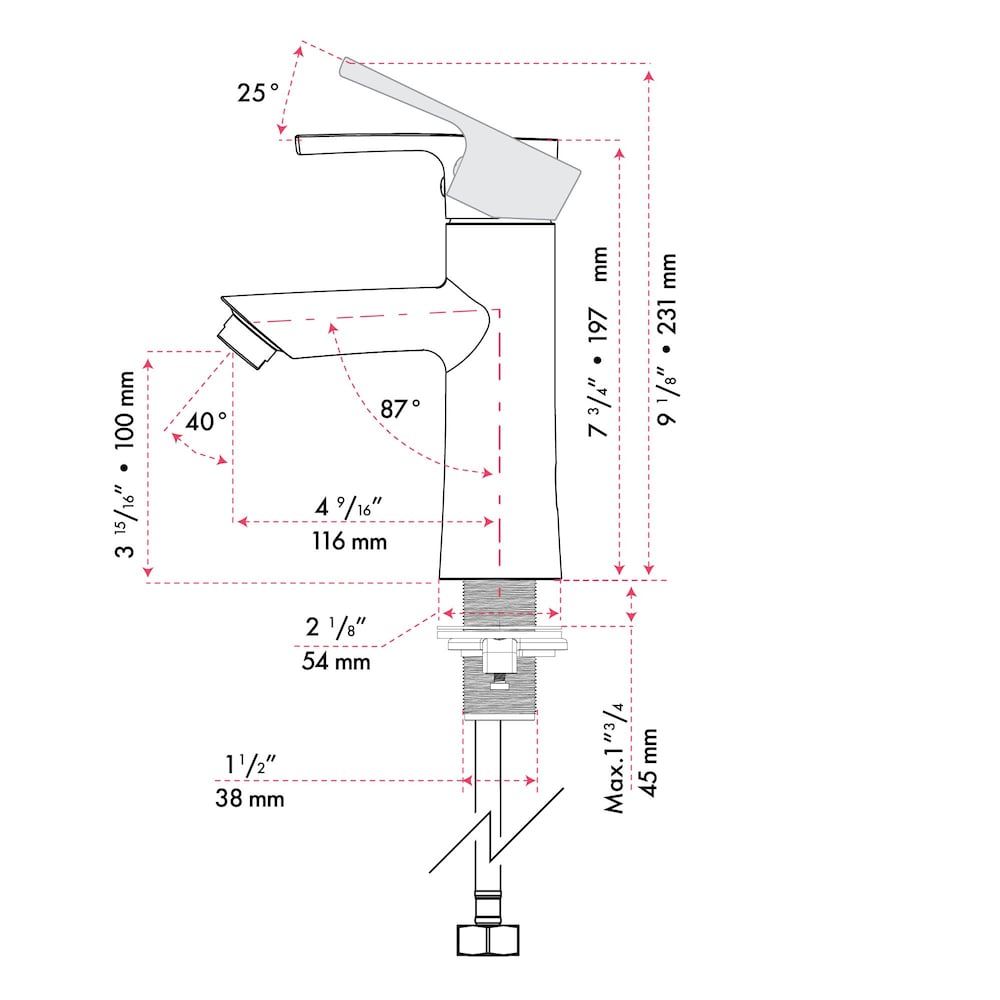 Single Round Handle Lavatory Faucet in Chrome