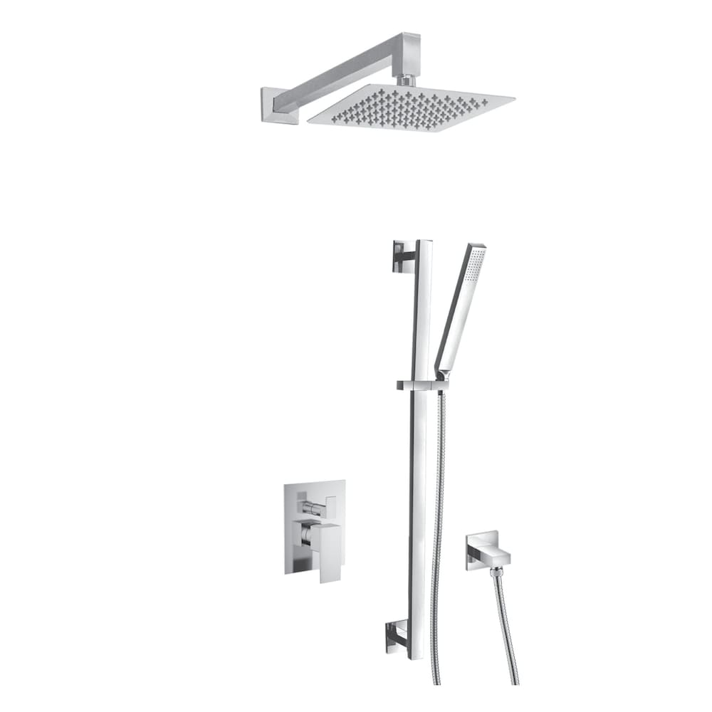 Square Shower Faucet with Sliding Rail in Chrome