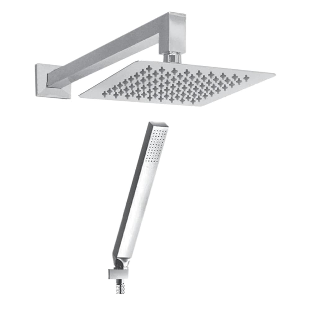 Square Shower Faucet with Sliding Rail in Chrome