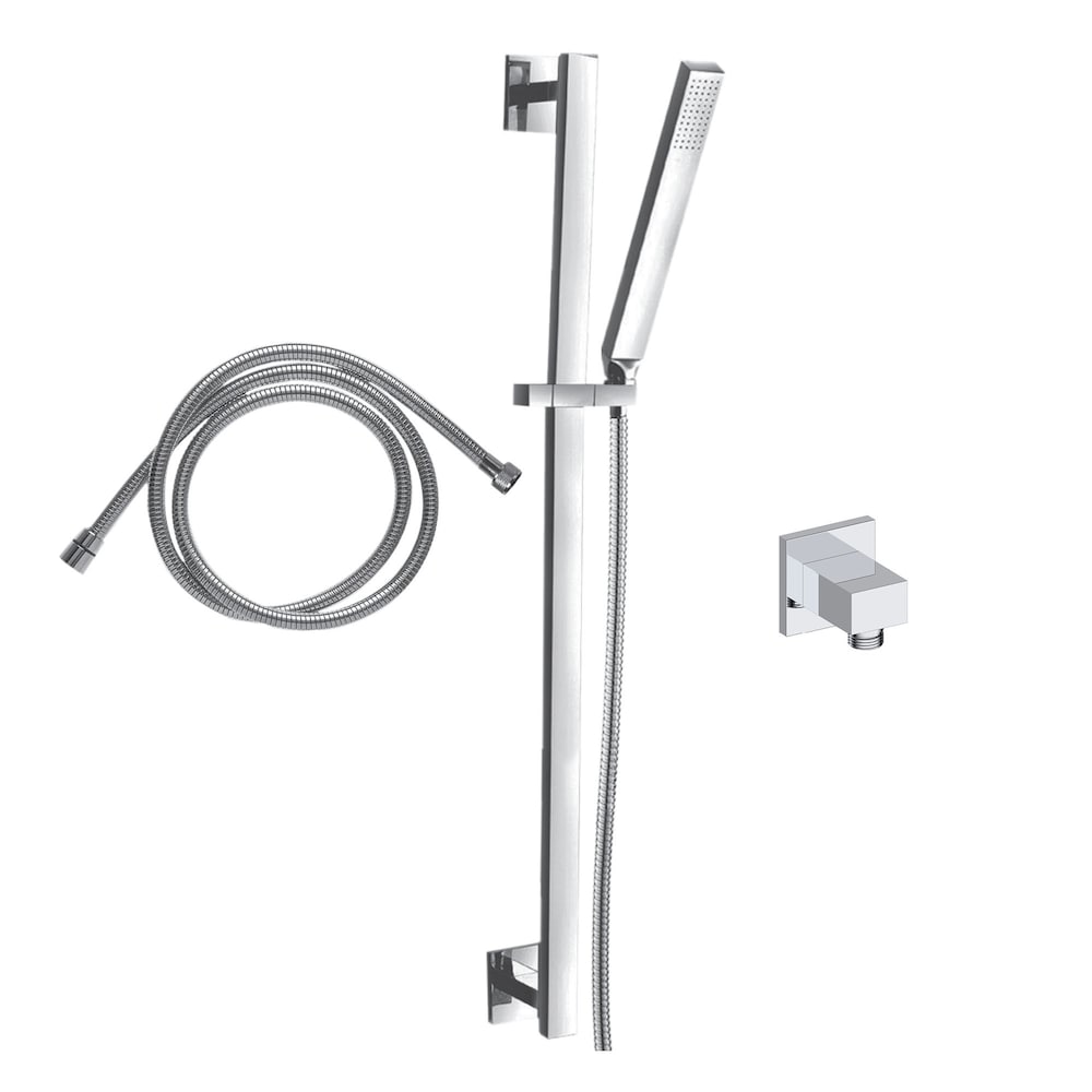 Square Shower Faucet with Sliding Rail in Chrome