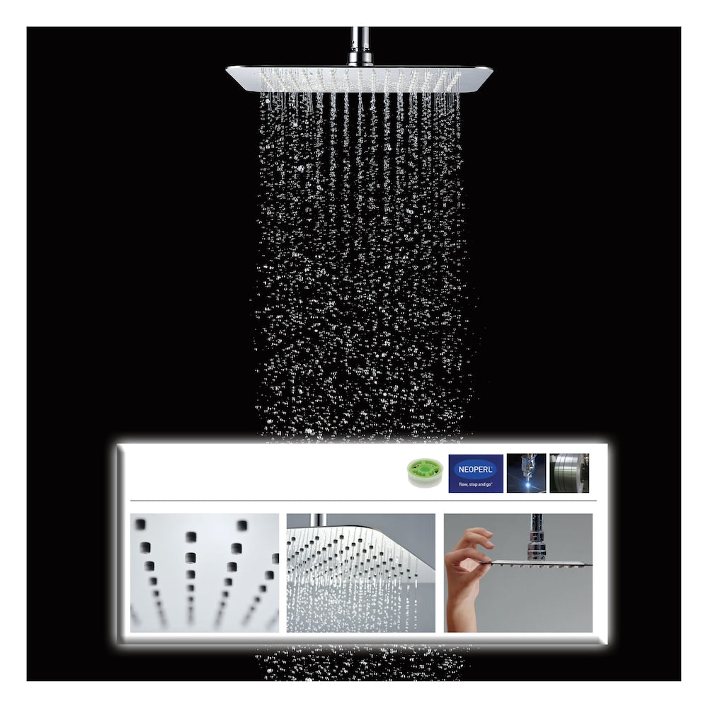 Square Shower Faucet with Sliding Rail in Chrome