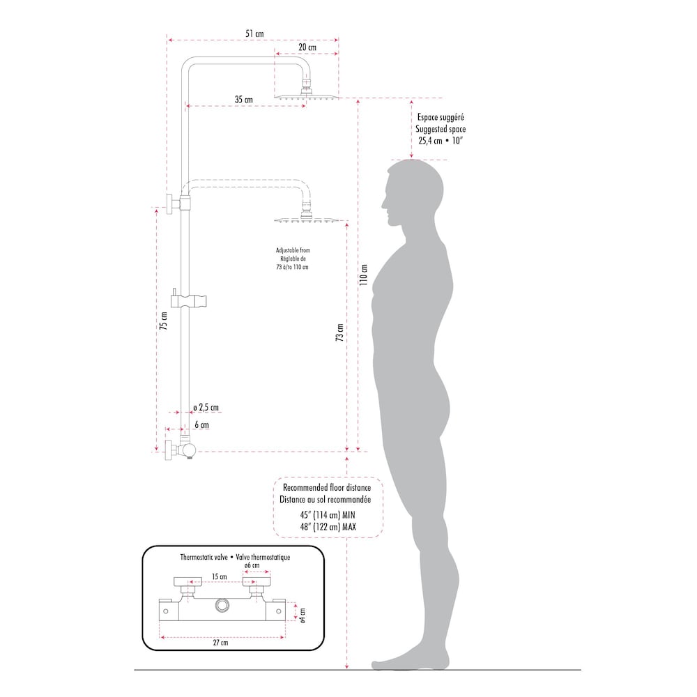 Round Shower Faucet with Hand Shower, Sliding Rail in Chrome Finish