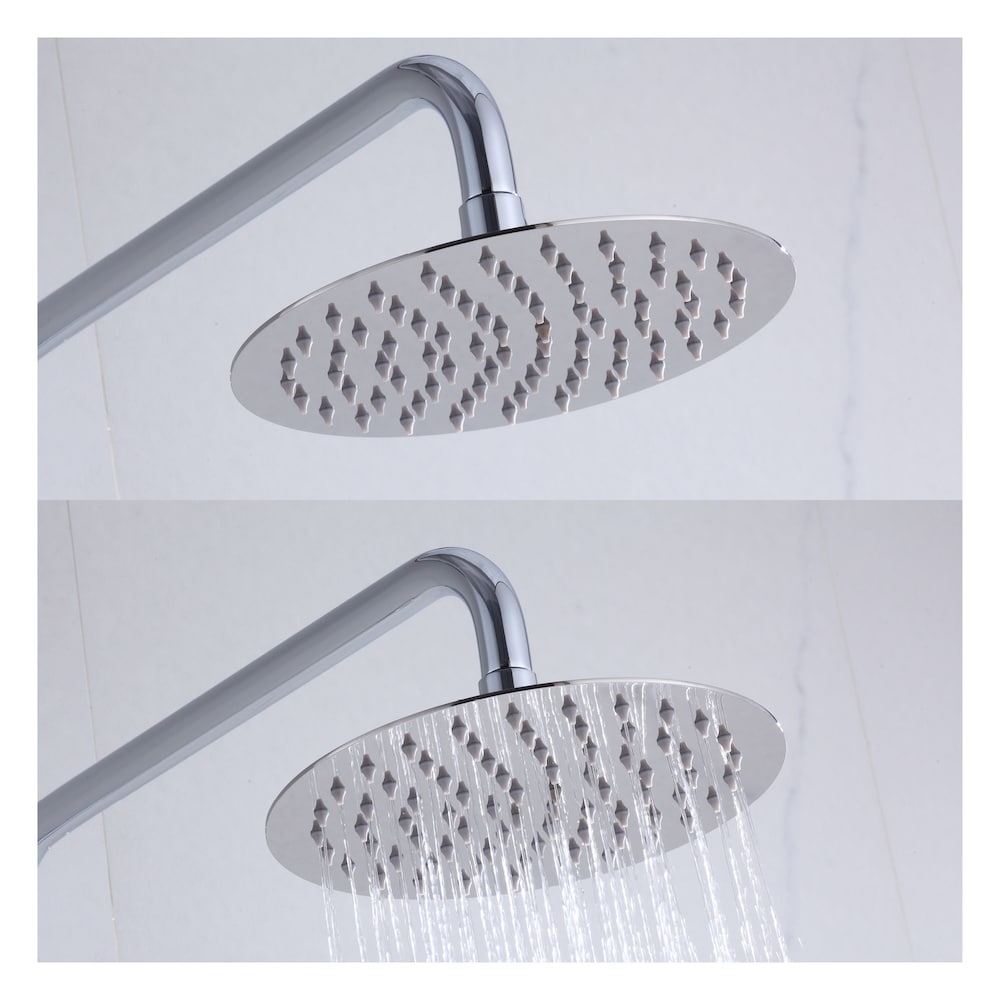 Round Shower Faucet with Hand Shower, Sliding Rail in Chrome Finish