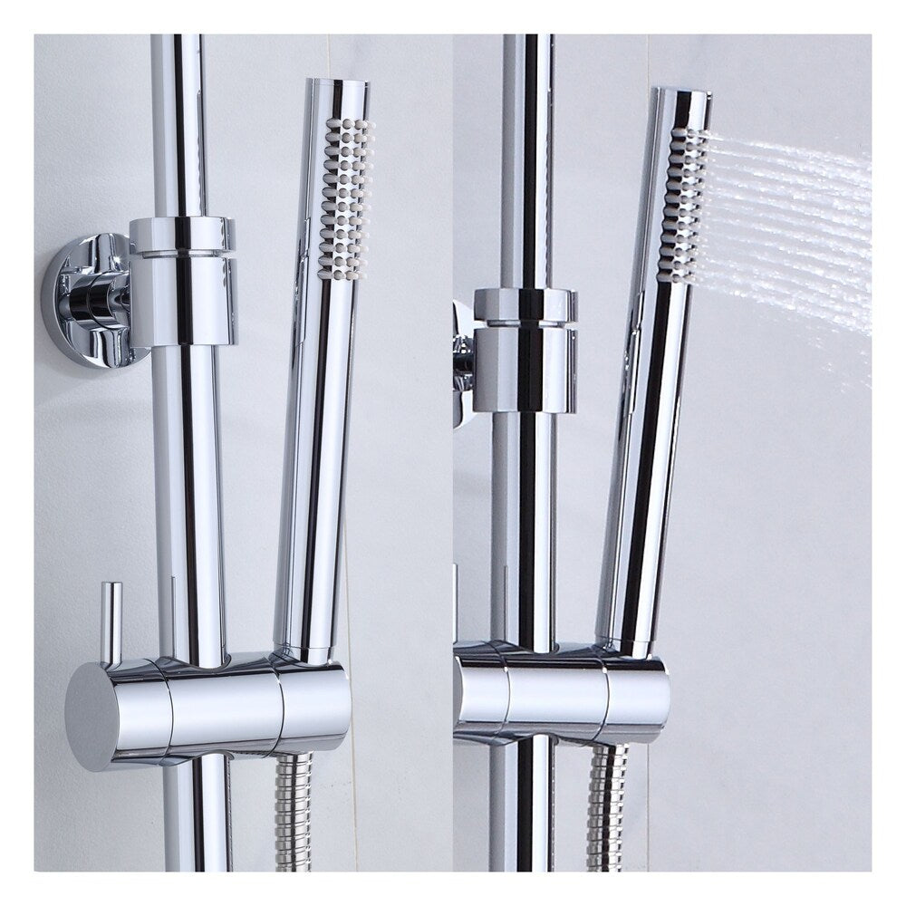 Round Shower Faucet with Hand Shower, Sliding Rail in Chrome Finish