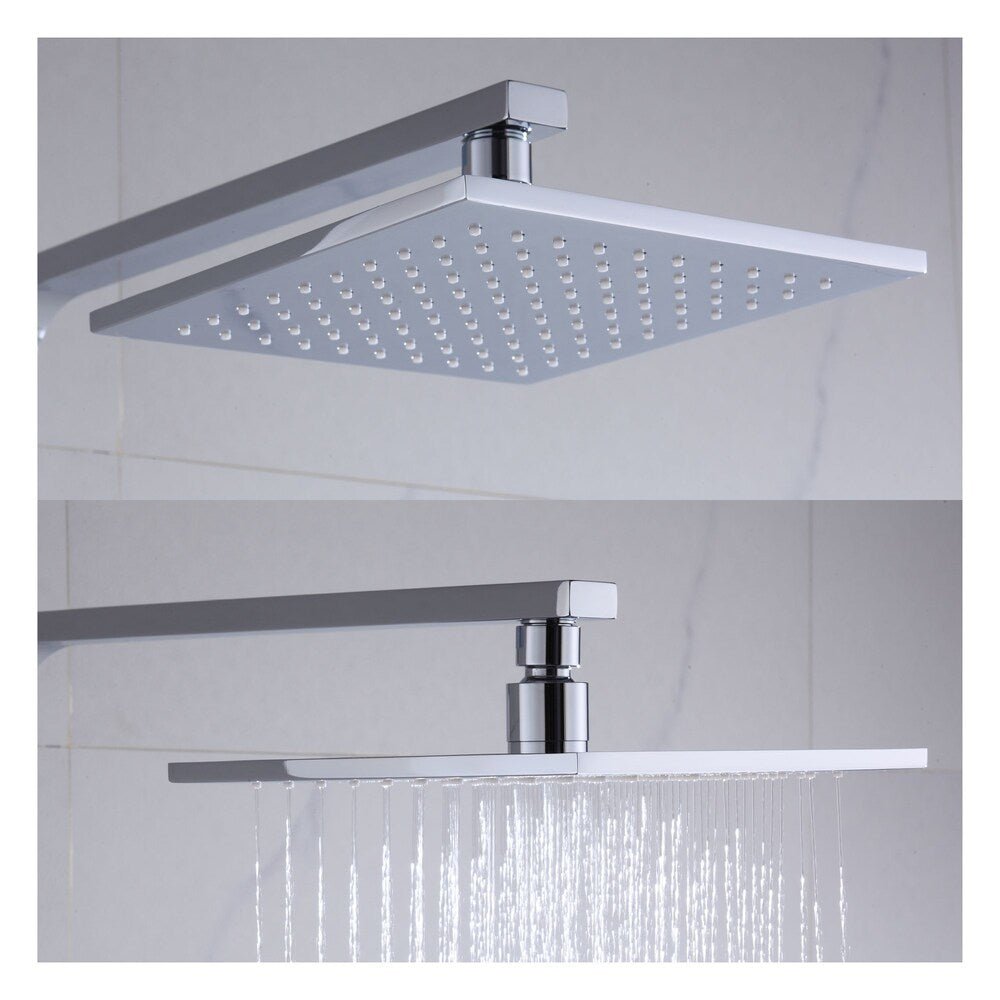 Square Shower Faucet with Hand Shower, Sliding Rail in Chrome