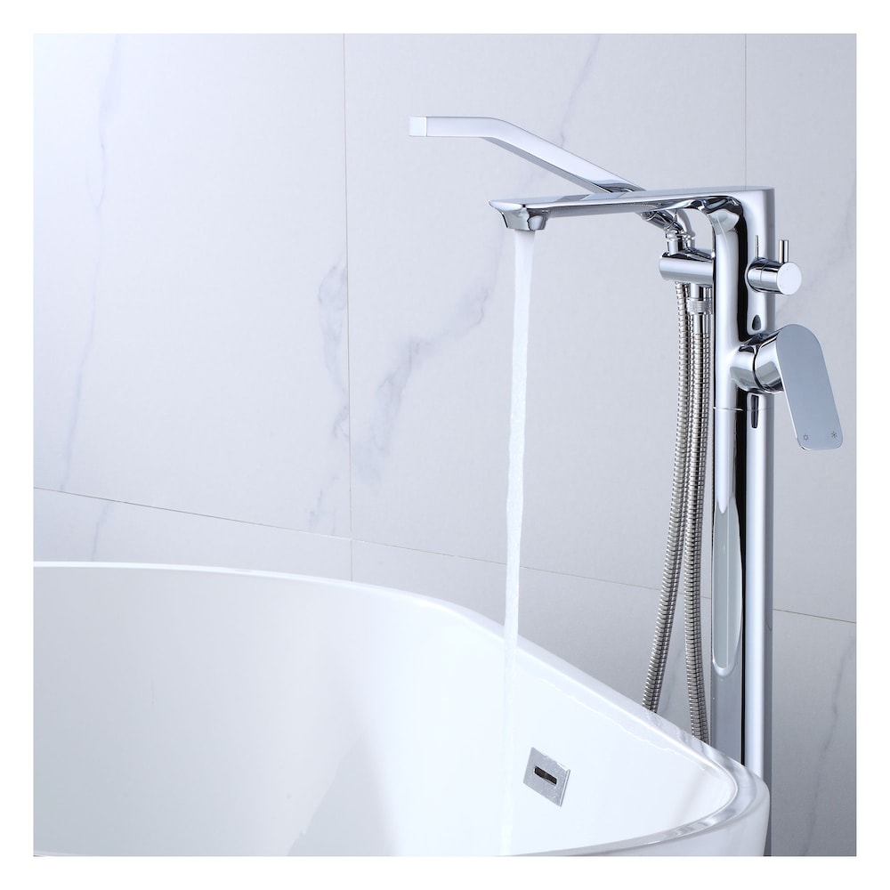Freestanding Bathtub Faucet with Hand Shower in Chrome