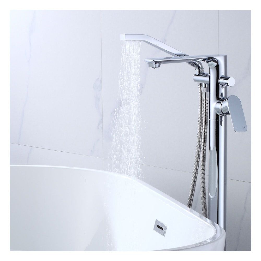 Freestanding Bathtub Faucet with Hand Shower in Chrome