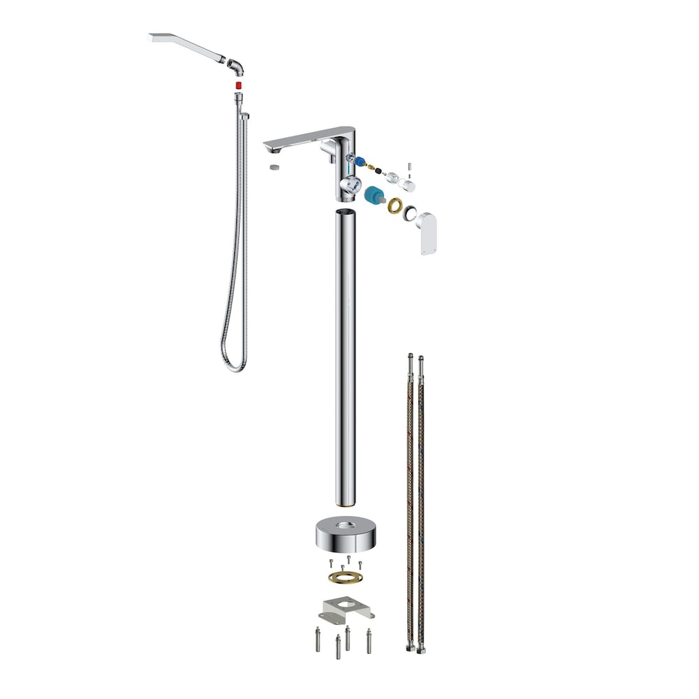 Freestanding Bathtub Faucet with Hand Shower in Chrome