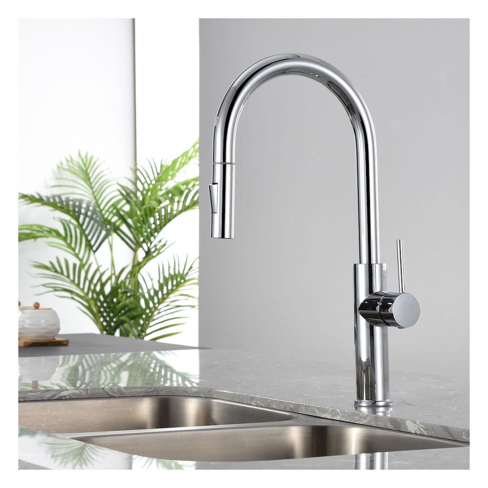 ABA 1-Handle Kitchen Faucet in Chrome Finish