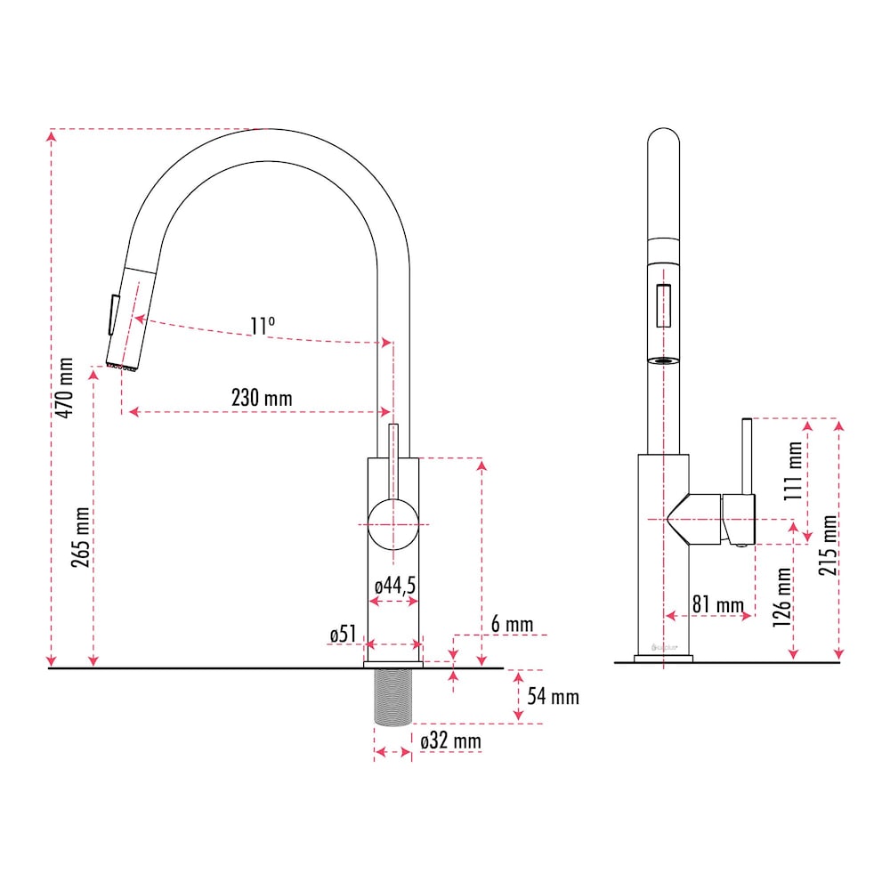 ABA 1-Handle Kitchen Faucet in Chrome Finish