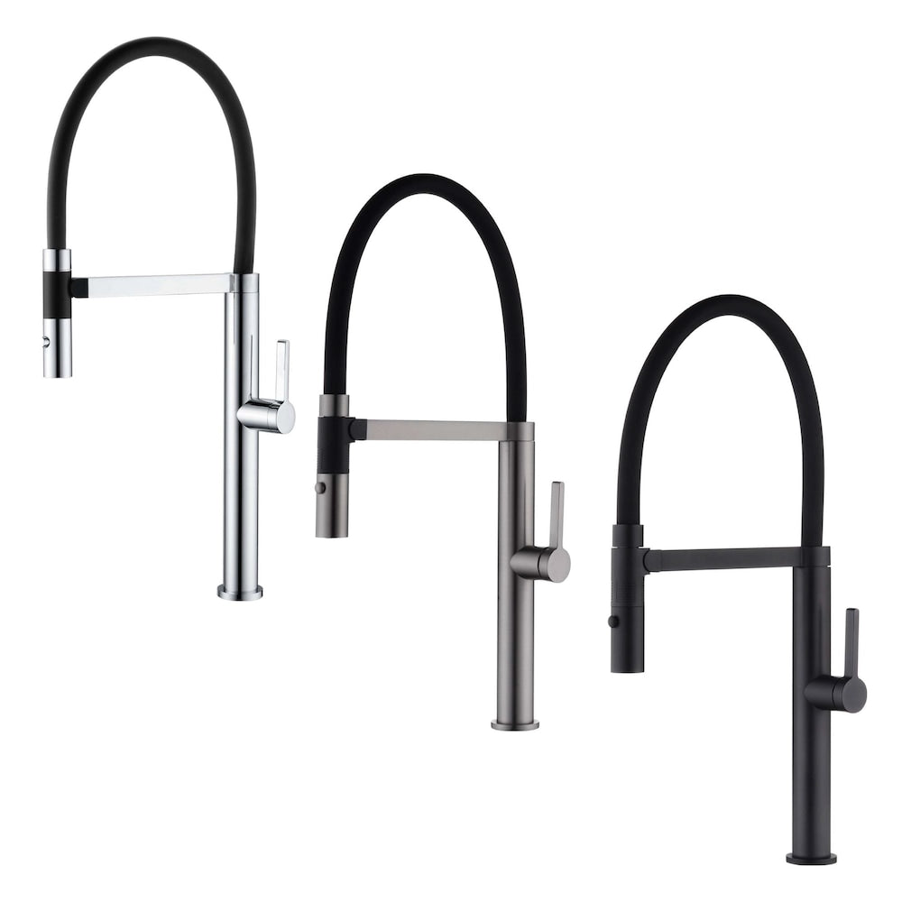 1-Handle Magnetic Kitchen Faucet in Chrome/Matt Black