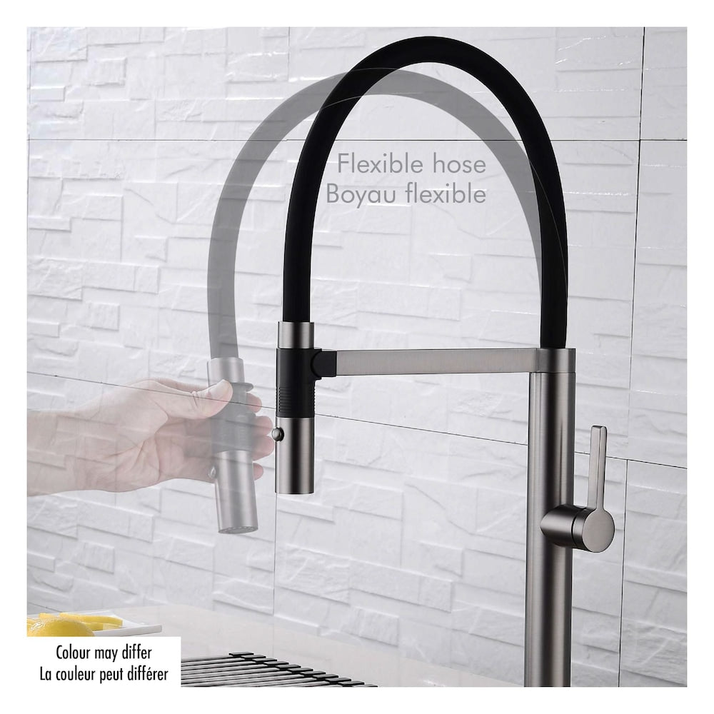 1-Handle Magnetic Kitchen Faucet in Chrome/Matt Black