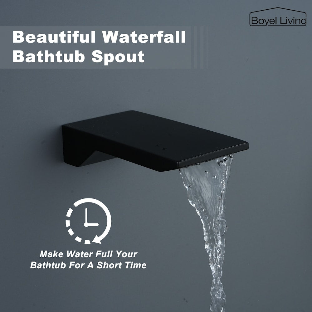 Robinet de douche à effet pluie et fixe à 1 jet monté au plafond avec bec de baignoire en noir mat