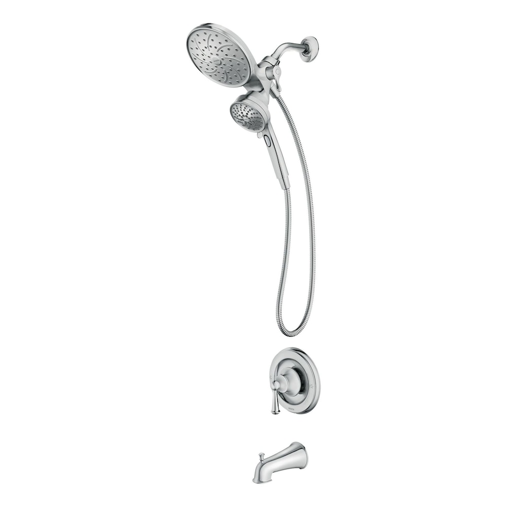 Robinet de baignoire-douche à poignée unique Brecklyn à 6 jets avec pomme de douche à effet pluie Magnetix combinée en chrome