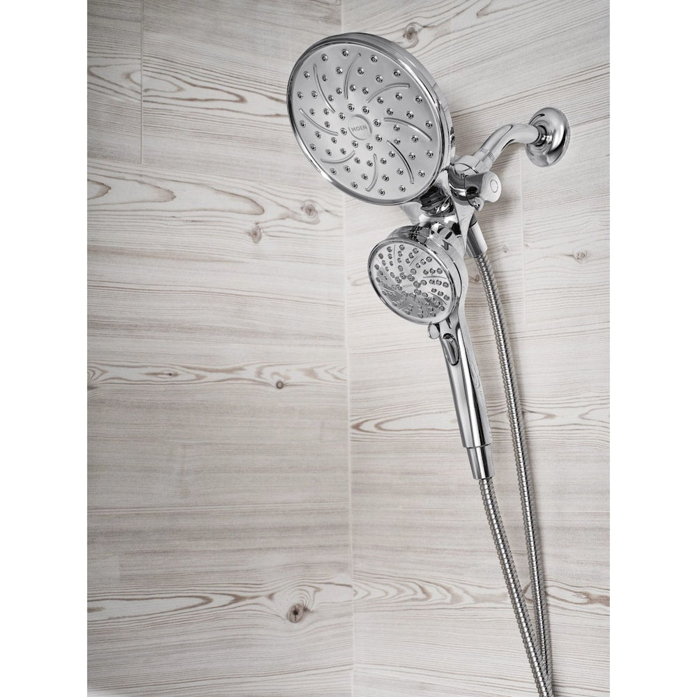 Robinet de baignoire-douche à poignée unique Brecklyn à 6 jets avec pomme de douche à effet pluie Magnetix combinée en chrome