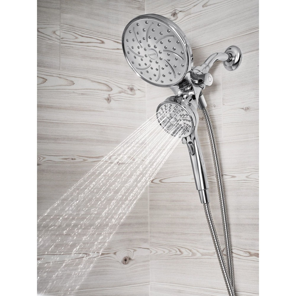 Robinet de baignoire-douche à poignée unique Brecklyn à 6 jets avec pomme de douche à effet pluie Magnetix combinée en chrome